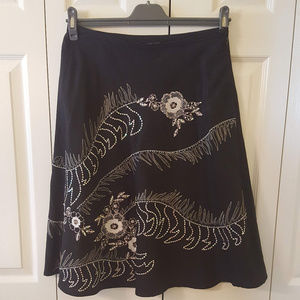 Anne Carson Black Floral Embelished Skirt 0008